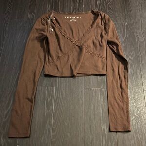 Aeropostale Brown Wrap Crop Blouse